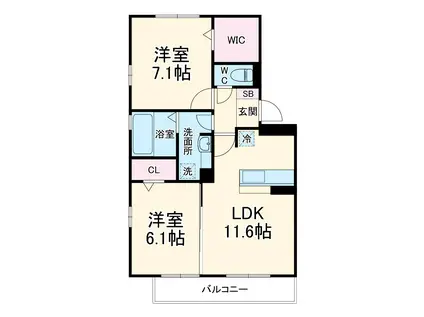 ブラン・ノワール(2LDK/2階)の間取り写真