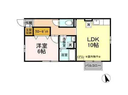 コージーコート(1LDK/2階)の間取り写真