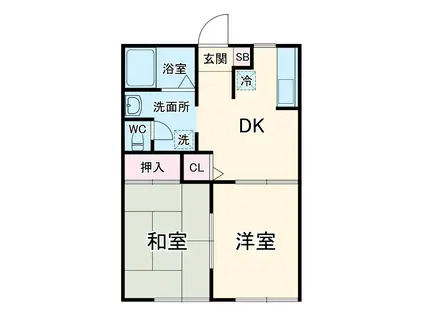 プライマリーステージ(2DK/1階)の間取り写真