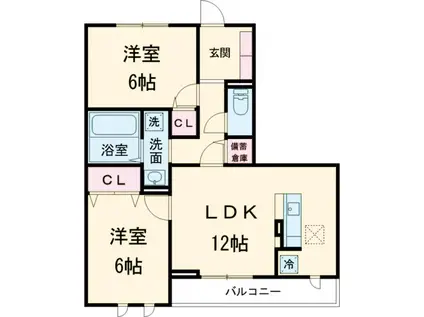 ファームサイドヒルキタノ(2LDK/1階)の間取り写真