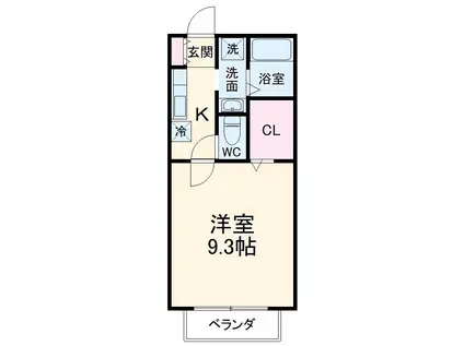 スクエアオーワダ(1K/2階)の間取り写真