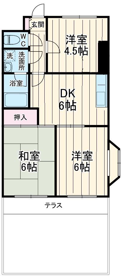 ホワイトコート習志野(3DK/1階)の間取り写真
