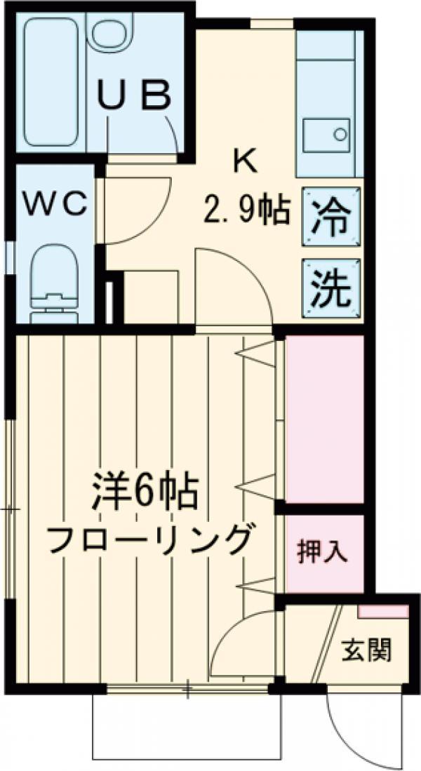 ハイハウス(1K/1階)の間取り写真
