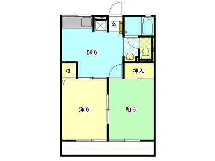 クレール 大柳(2DK/2階)の間取り写真