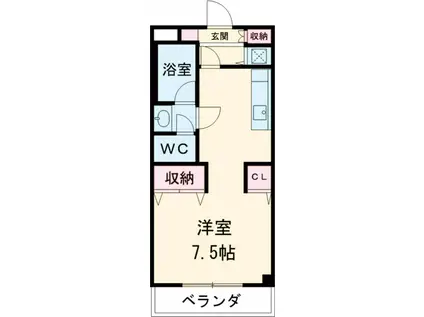 グリーンパークⅡ(1K/3階)の間取り写真