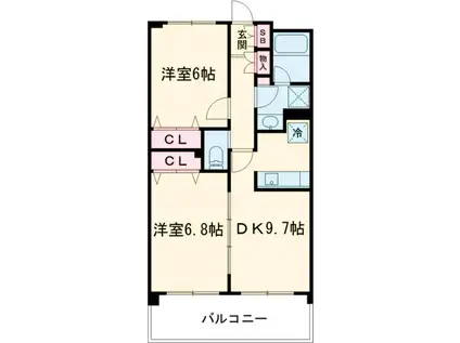 あるふぁⅡ(2DK/3階)の間取り写真