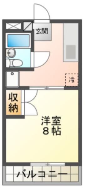 メルカードあさひⅡ(1DK/1階)の間取り写真