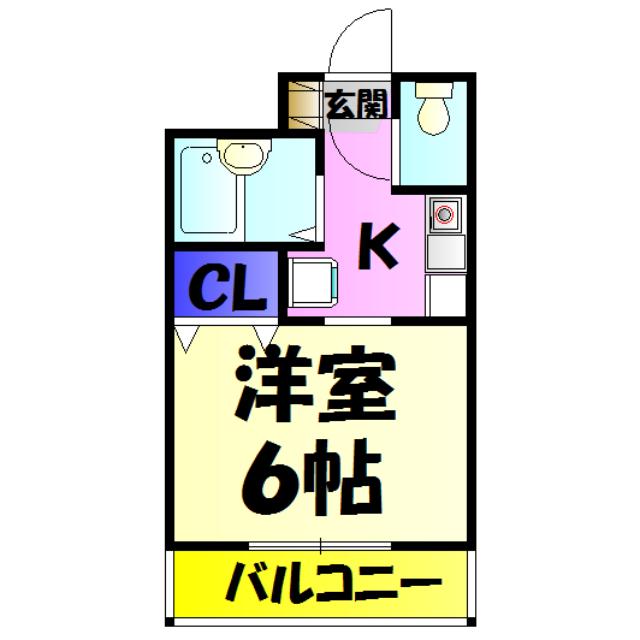 ウィステリアハイツ(1K/2階)の間取り写真