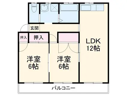 入久コーポ(2LDK/3階)の間取り写真