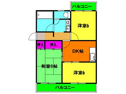 サリーナス Ⅱ(3DK/2階)の間取り写真
