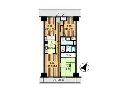 ビューシティINAGE(3LDK/5階)の間取り写真