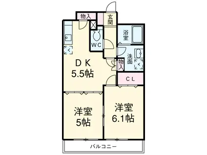 ヴァンヴェール(2K/4階)の間取り写真