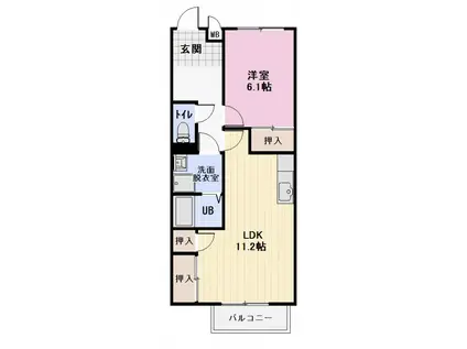 PARK SIDE 康舟(1LDK/1階)の間取り写真