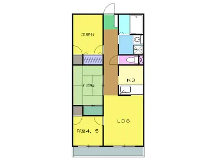 サザンヒルズ仲田(3LDK/3階)の間取り写真