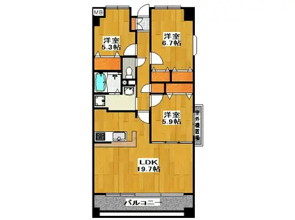 アルデールヒルズ(3LDK/8階)の間取り写真