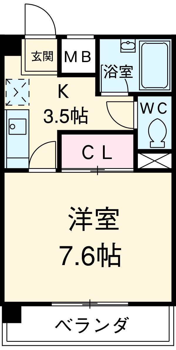 フォルツァ中央(1K/2階)の間取り写真