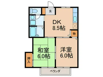 パークサイドヒル2(2DK/1階)の間取り写真