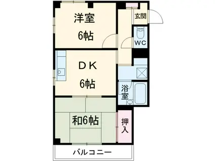 アーバンスクエア古庄(2DK/2階)の間取り写真