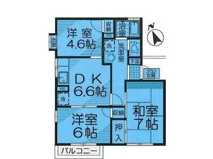 リトルバレーハイム(3DK/2階)の間取り写真