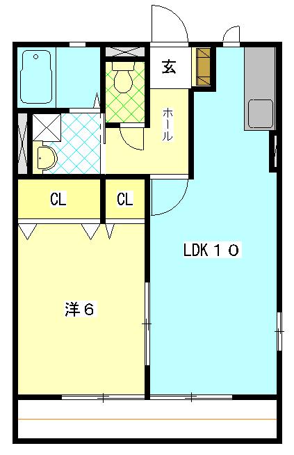 クレスト B(1LDK/2階)の間取り写真