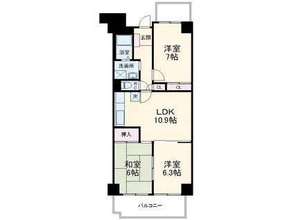 フローラ稲毛(3LDK/5階)の間取り写真