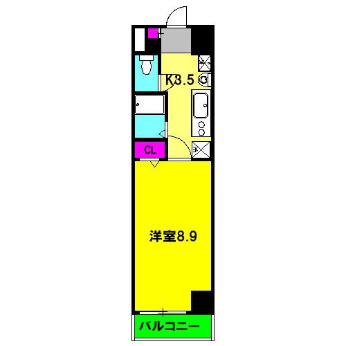 ベナレス藤枝(1K/4階)の間取り写真