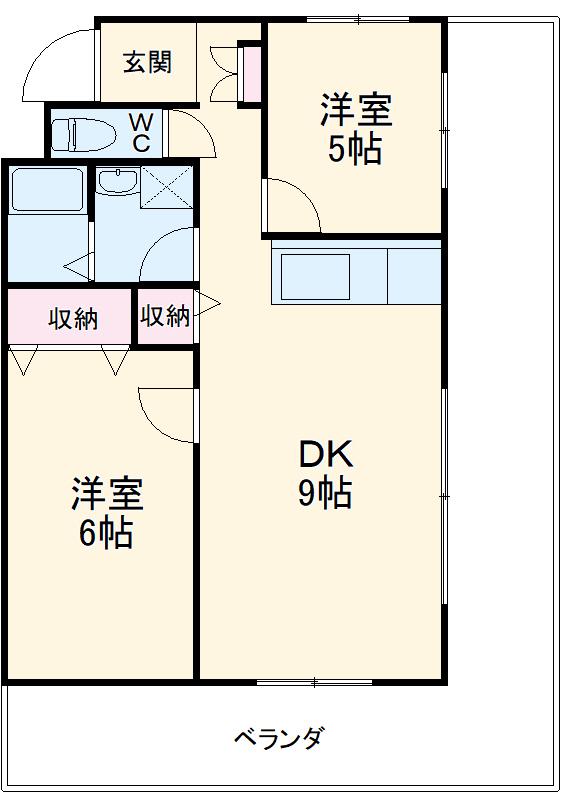 メゾン琢磨 Ⅱ(2DK/4階)の間取り写真