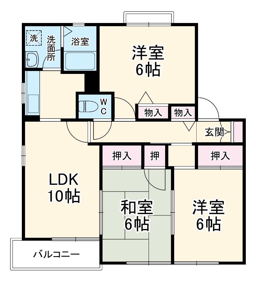 グランデージB(3LDK/2階)の間取り写真