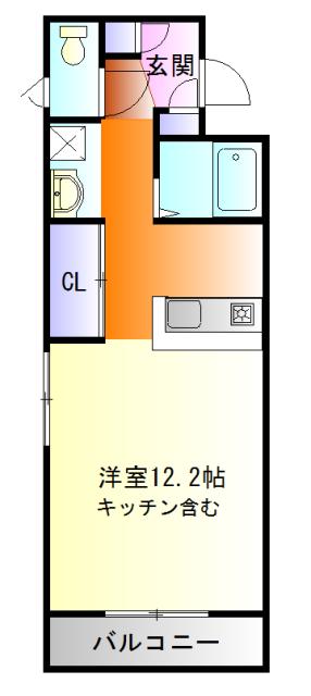 リリアーレ(1K/2階)の間取り写真