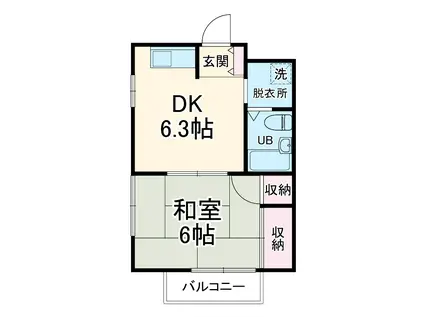 チェリーウェル(1DK/2階)の間取り写真