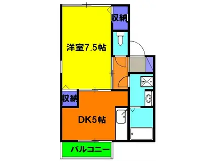 ヴェルテ(1DK/2階)の間取り写真