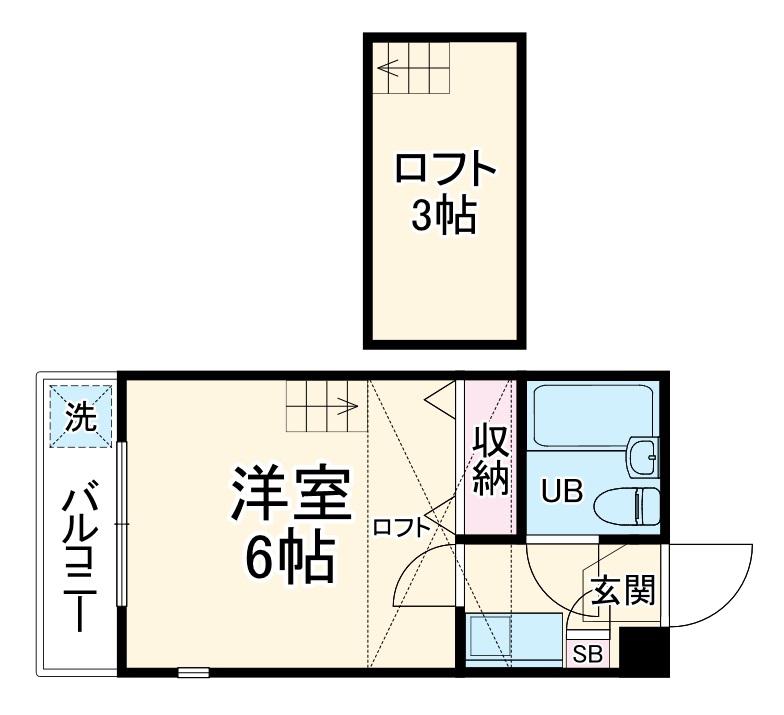 ジュネパレス八千代第21(1K/2階)の間取り写真