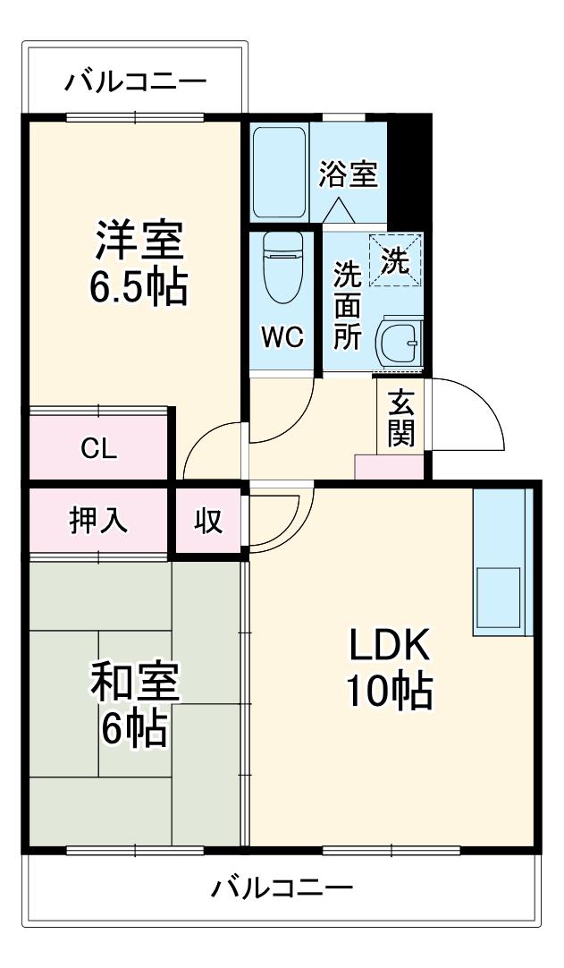 フローラⅡ(2LDK/2階)の間取り写真