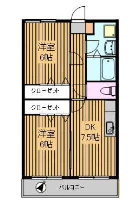 向原マンション(2DK/1階)の間取り写真