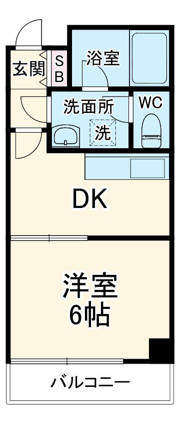 ロワイヤル八千代台(1DK/4階)の間取り写真