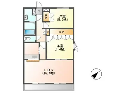 サールナート(2LDK/2階)の間取り写真