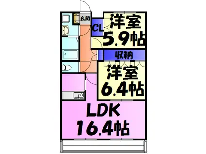 サールナート(2LDK/2階)の間取り写真