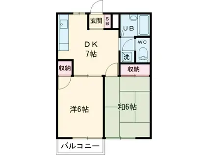 エリールⅡ(2DK/1階)の間取り写真