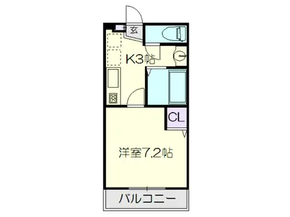 ユリシス(1K/2階)の間取り写真