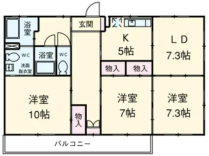 グレイス大善やすらぎ(3LDK/1階)の間取り写真
