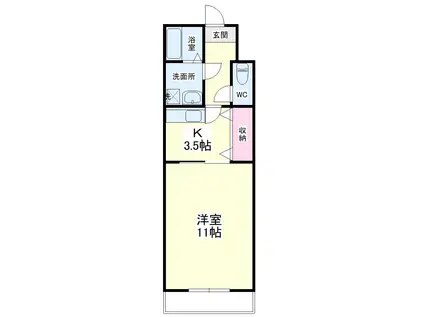 リアライズ掛川Ⅲ(1K/1階)の間取り写真