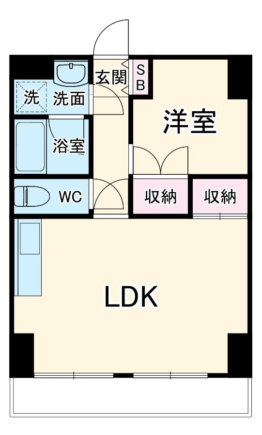 スカイプラザ焼津(1LDK/2階)の間取り写真