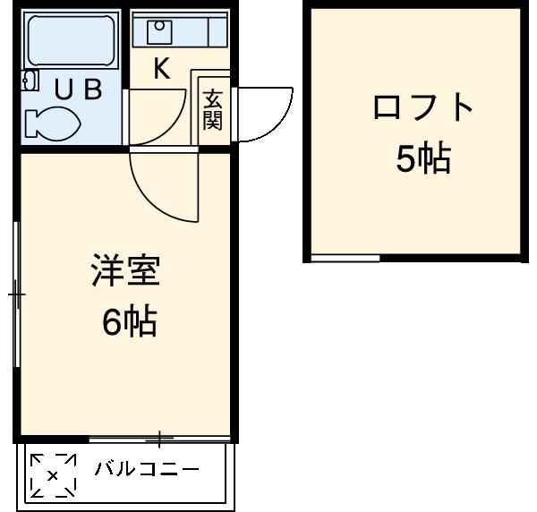 ジュネパレス八千代第1(1K/2階)の間取り写真