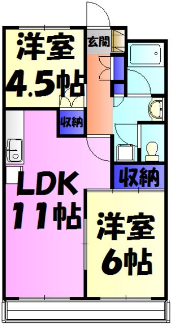 ビューアイランドさつきが丘(2LDK/1階)の間取り写真
