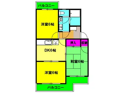 アーバンライフ YUI(3DK/2階)の間取り写真