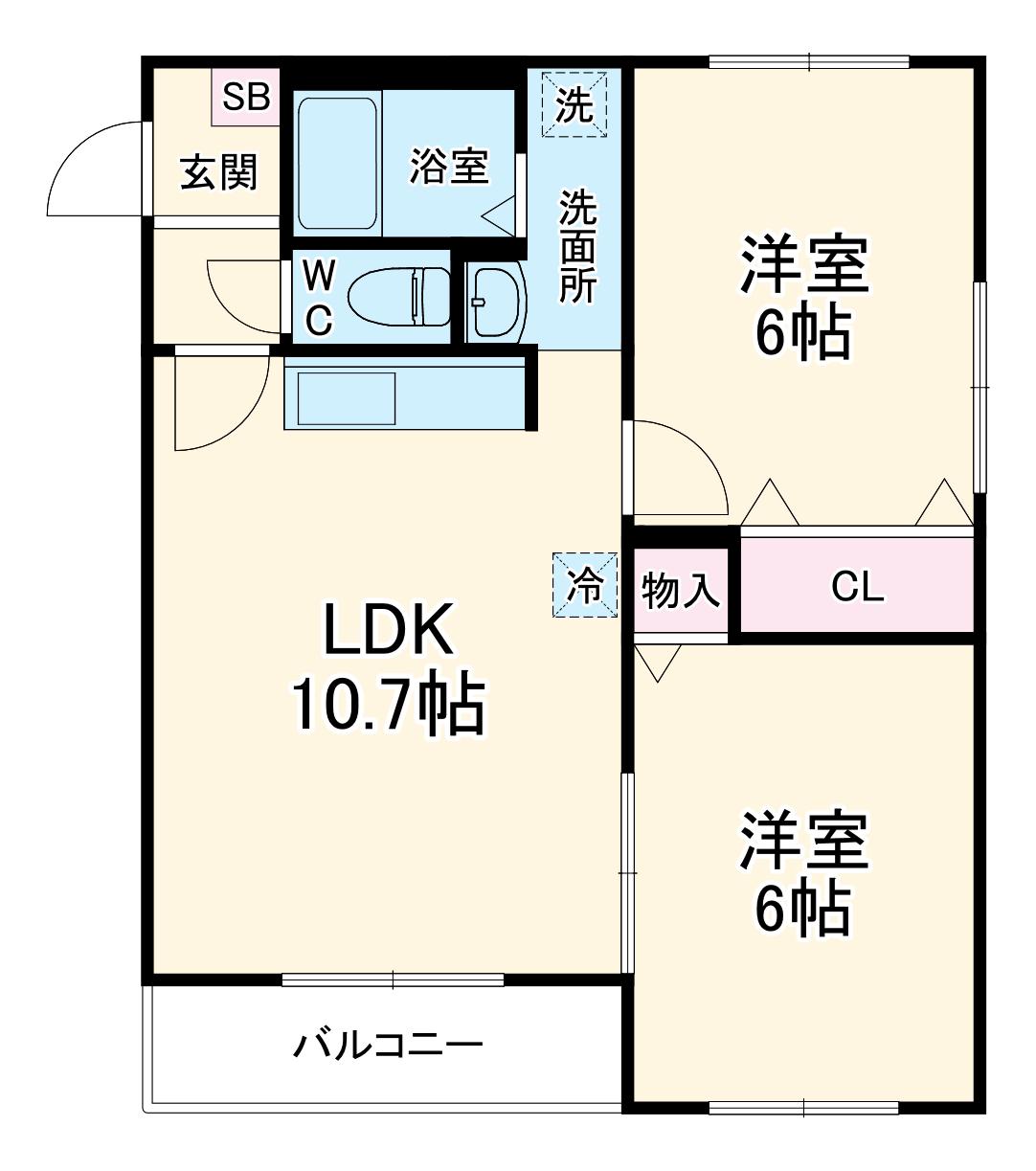 ウインド フォール(2LDK/3階)の間取り写真