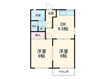 サンテラス N(2DK/2階)の間取り写真