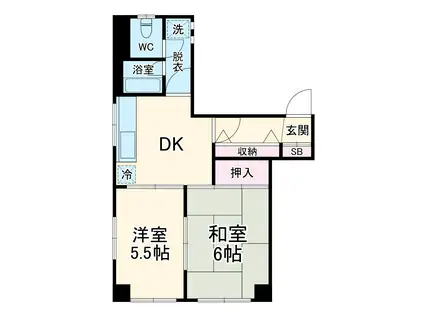 八千代TKビルーⅡ(2DK/5階)の間取り写真