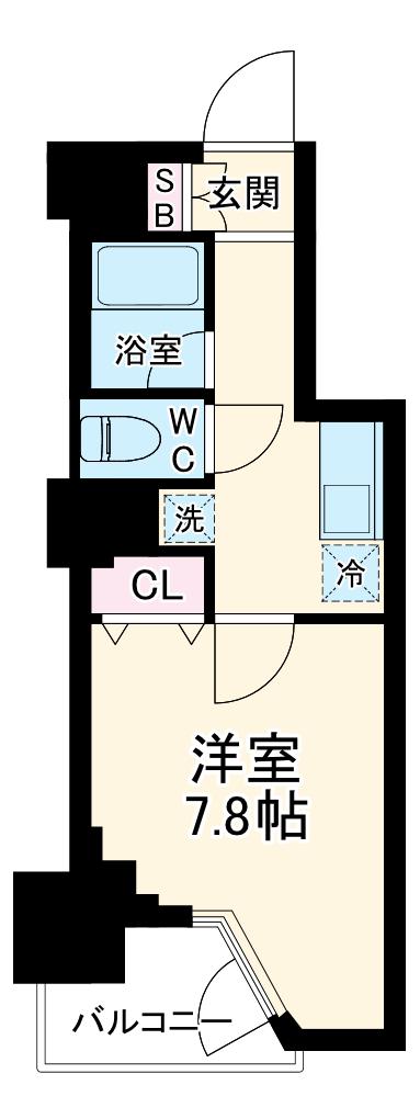 パークアクシス千葉(1K/4階)の間取り写真