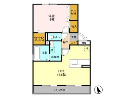 リビングタウン稲毛の杜C(1LDK/2階)の間取り写真